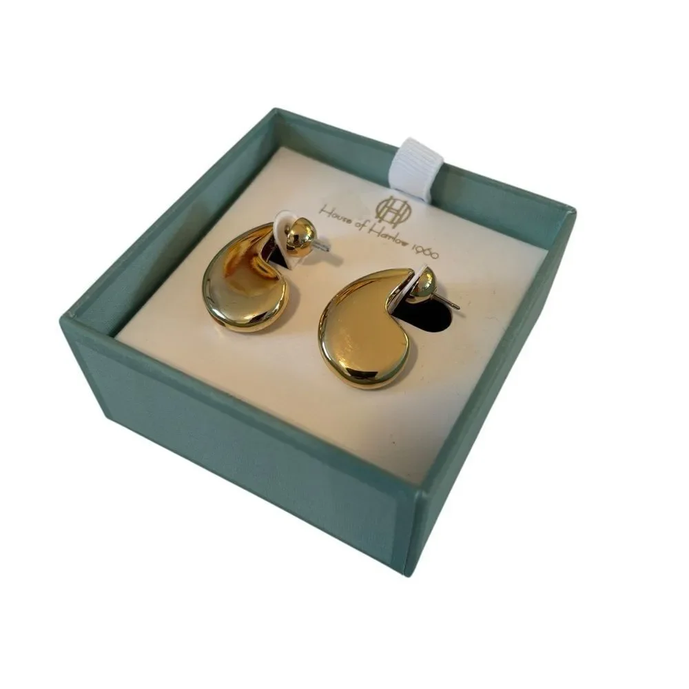 House of Harlow 1960 Stylish & Sophisticated Gold Tone Earrings.